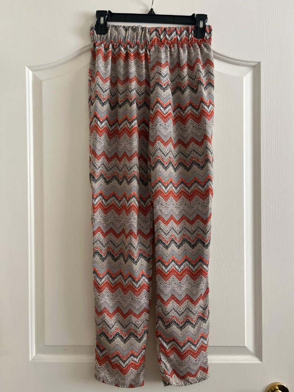 Boho Zig Zag Print Tapered Pull-on Pants